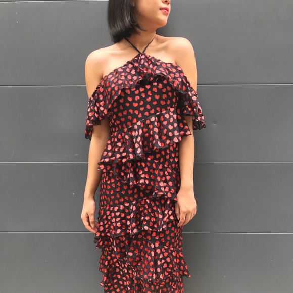 Alice + Olivia Dresses & Skirts - Alice+Olivia- Annabeth Cold-Shoulder Ruffle dress